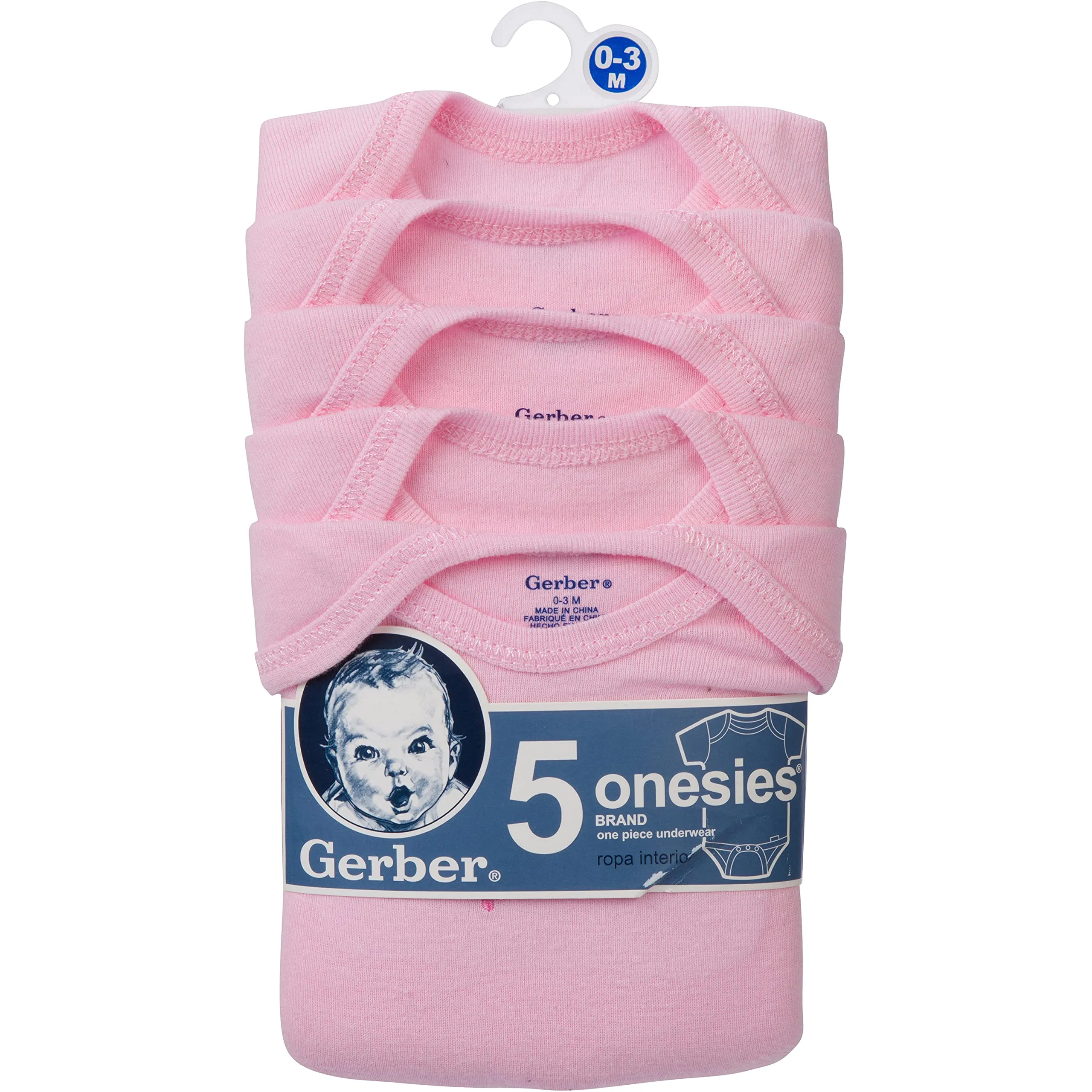 Gerber 5-Pack Baby Solid Pink Bodysuits