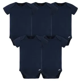 Gerber Baby Boys and Girls Onesies® Brand Short Sleeve Bodysuits, Navy, 5-Pack