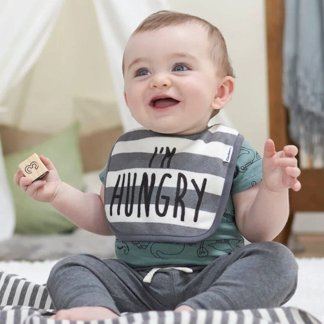 Gerber® Organic 3-Pack Baby Boys Dino Dribbler Bibs