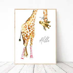 Giraffe with Pink Socks