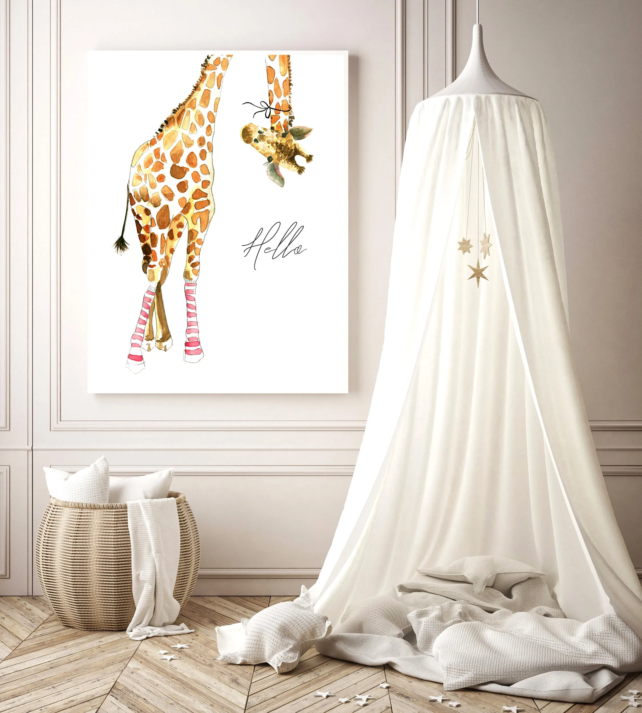 Giraffe with Pink Socks