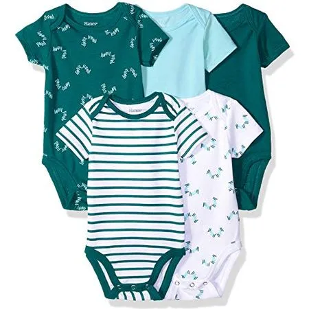 Hanes Baby Bodysuits, Ultimate Flexy Short Sleeve for Boys & Girls, 5-Pack