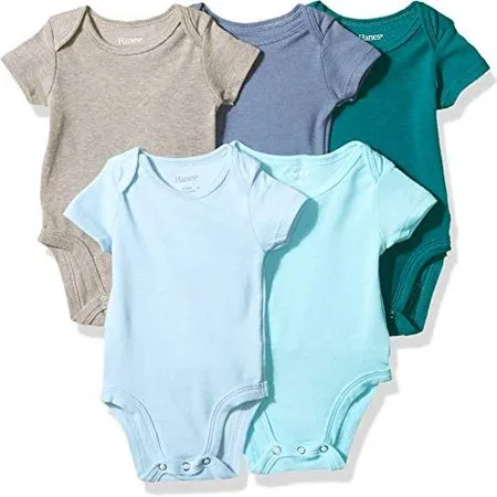 Hanes Baby Bodysuits, Ultimate Flexy Short Sleeve for Boys & Girls, 5-Pack