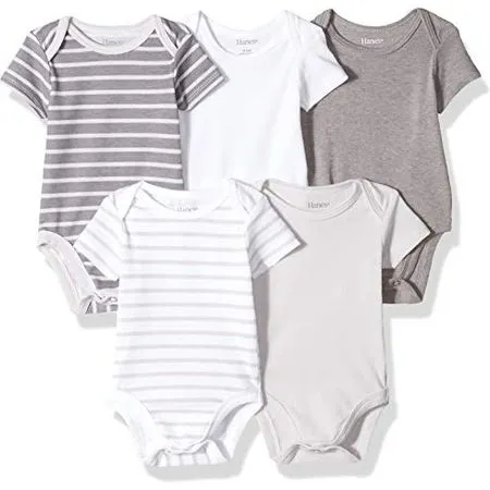 Hanes Baby Bodysuits, Ultimate Flexy Short Sleeve for Boys & Girls, 5-Pack