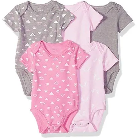 Hanes Baby Bodysuits, Ultimate Flexy Short Sleeve for Boys & Girls, 5-Pack