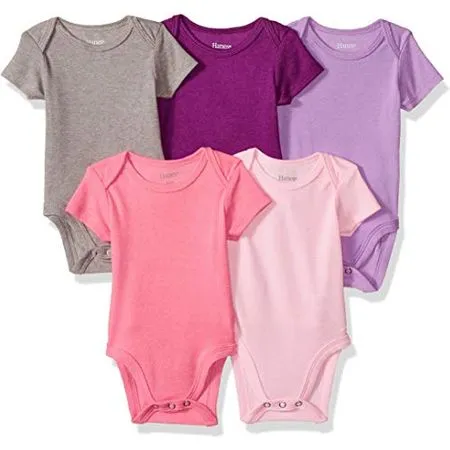 Hanes Baby Bodysuits, Ultimate Flexy Short Sleeve for Boys & Girls, 5-Pack