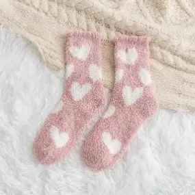 Heart Cozy Soft Sherpa Socks