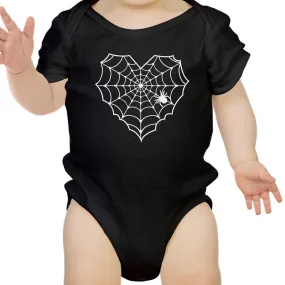Heart Spider Web Baby Black Bodysuit