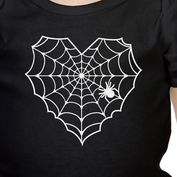 Heart Spider Web Baby Black Bodysuit