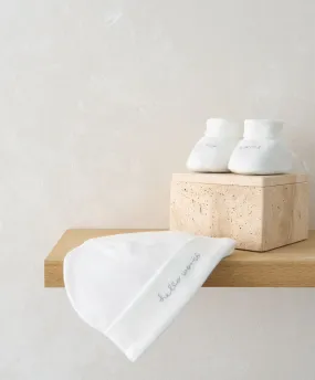 Hello World Hat & Booties - White