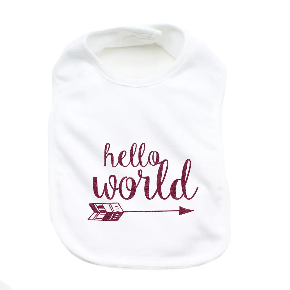 Hello World Unisex NB Soft 100% Cotton Bibs