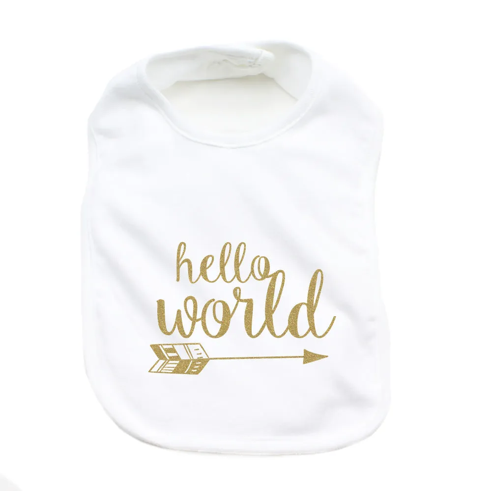 Hello World Unisex NB Soft 100% Cotton Bibs