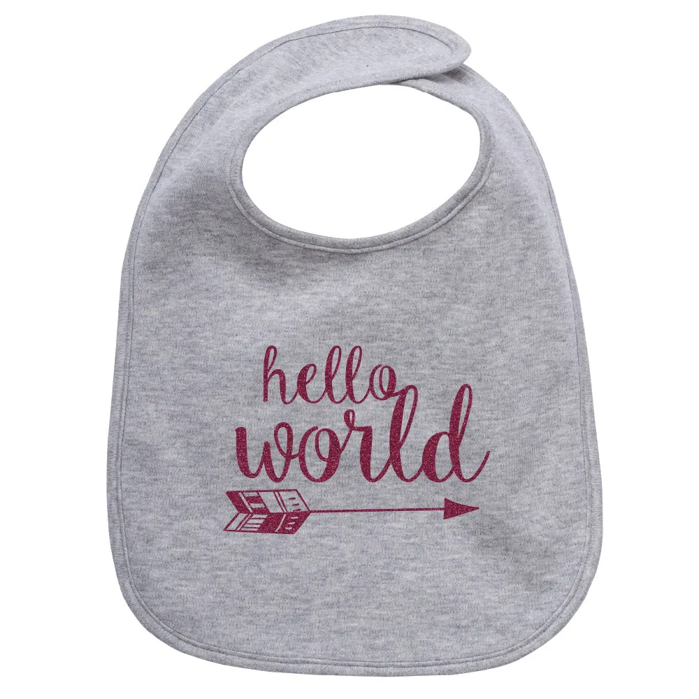 Hello World Unisex NB Soft 100% Cotton Bibs