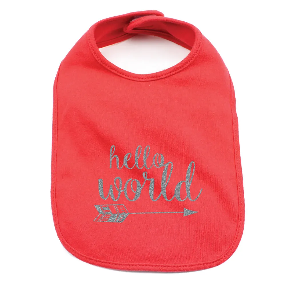 Hello World Unisex NB Soft 100% Cotton Bibs