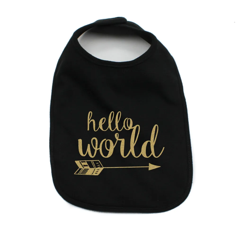 Hello World Unisex NB Soft 100% Cotton Bibs