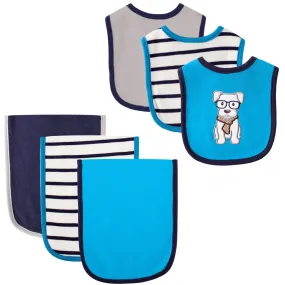 Hudson Baby Cotton Bib and Burp Cloth Set, Dog