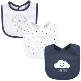 Hudson Baby Cotton Bibs, Navy Cloud
