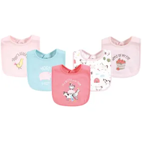 Hudson Baby Cotton Bibs, Pink Farm Animals