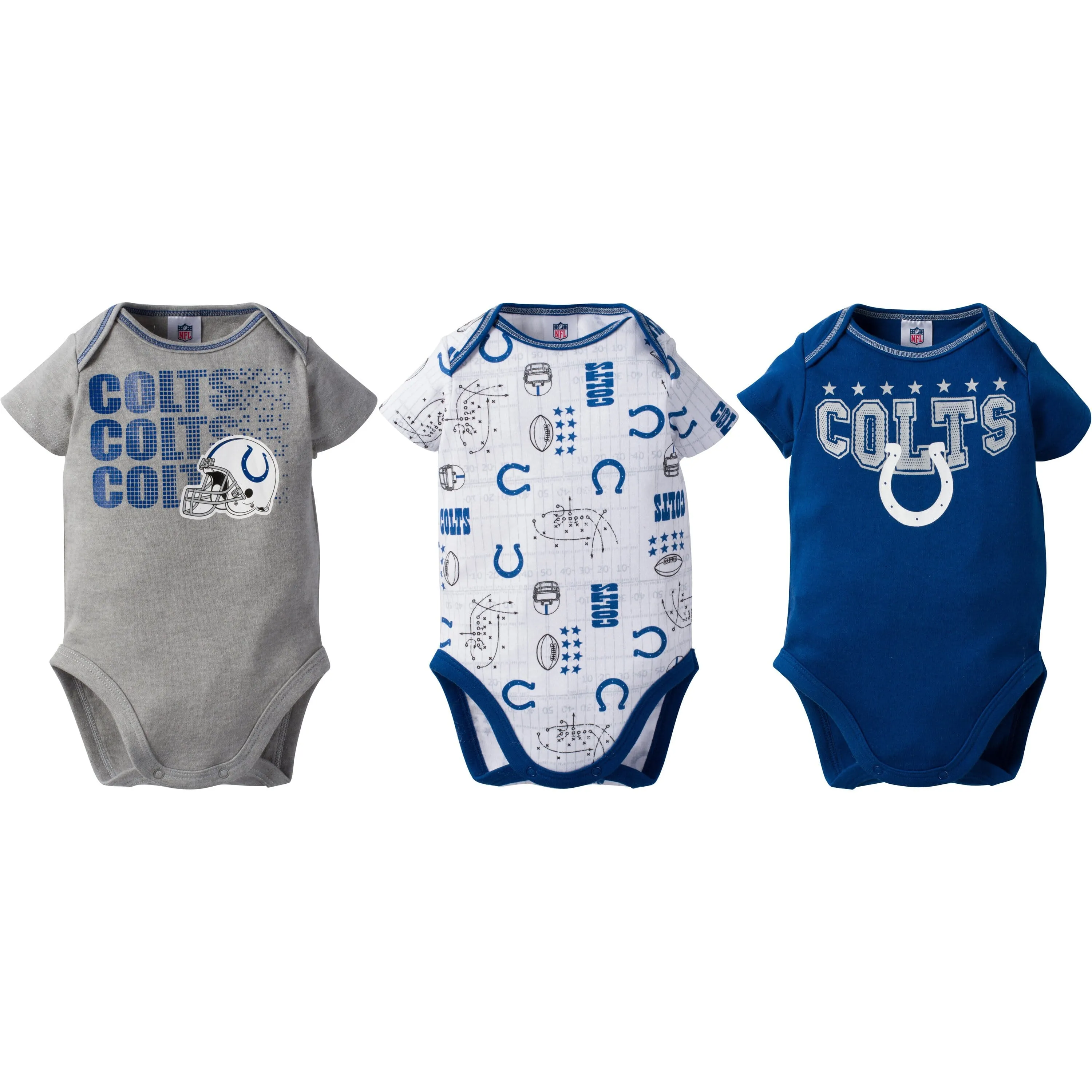 Indianapolis Colts Baby Boy 3-Pack Short Sleeve Bodysuits