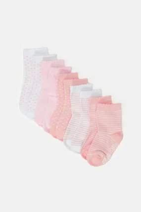 Infant Girls Assorted Ankle Anti Slip Socks Set (Pack Of 5)