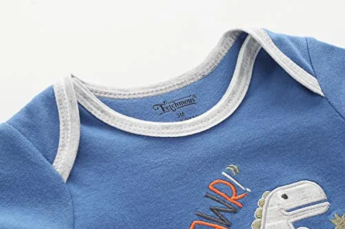 Kiddiezoom Baby Boys' 5-Pack Short Sleeve Baby Bodysuits One-Piece Bodysuit