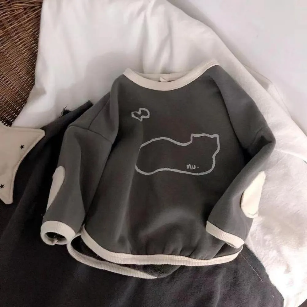 Kitten Fleece Sweater Children's Cartoon Sweater Casual Pullover Wholesale Kids Clothes