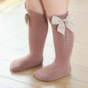 Knee High Baby Girl Bow Socks