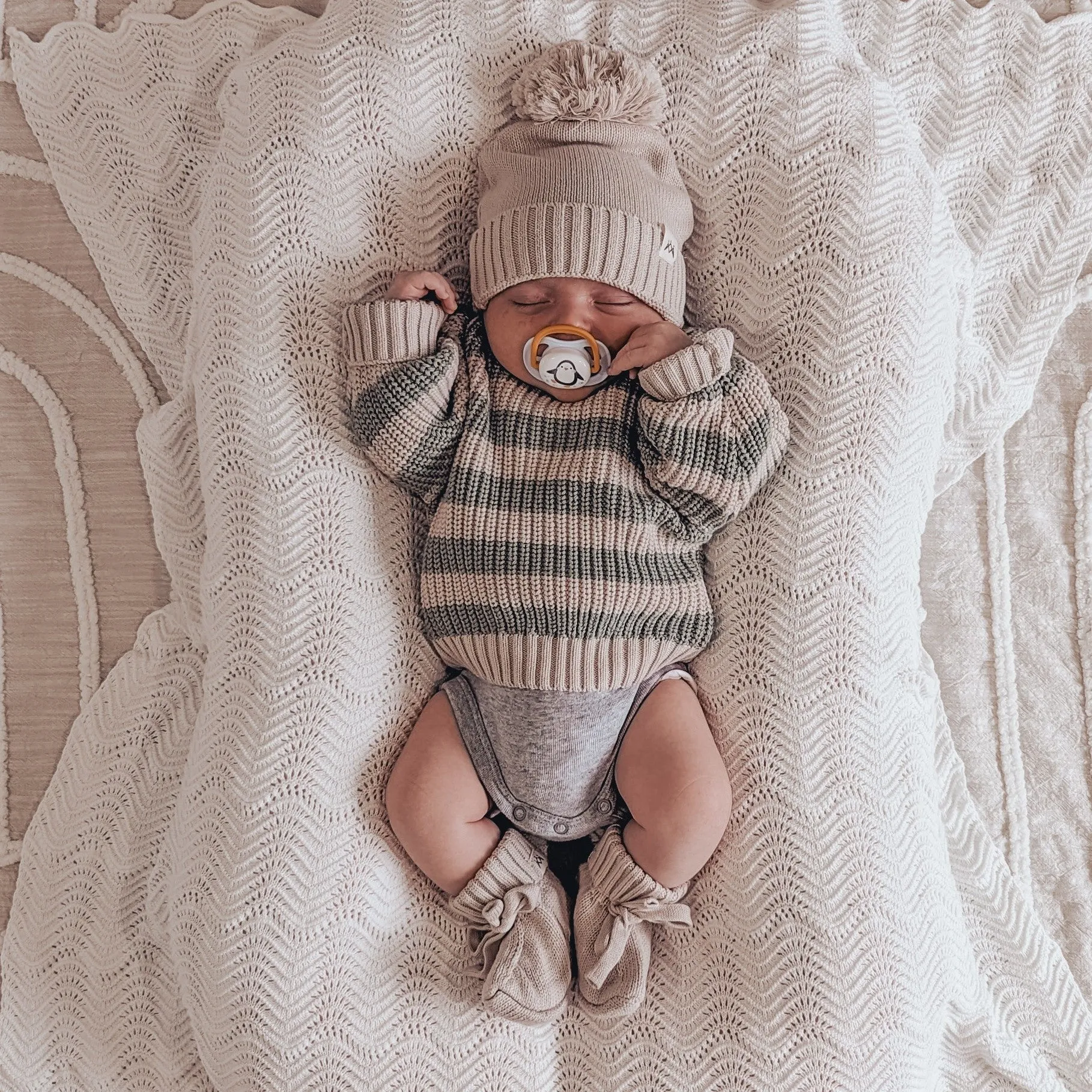 Knitted Booties - Mushroom