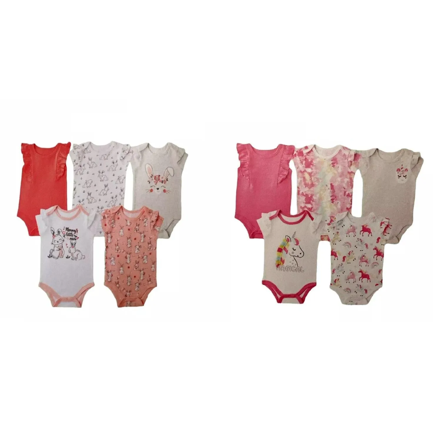 Member's Mark Baby Girl's Tag Free 5-Pack Favorite Cotton Bodysuits