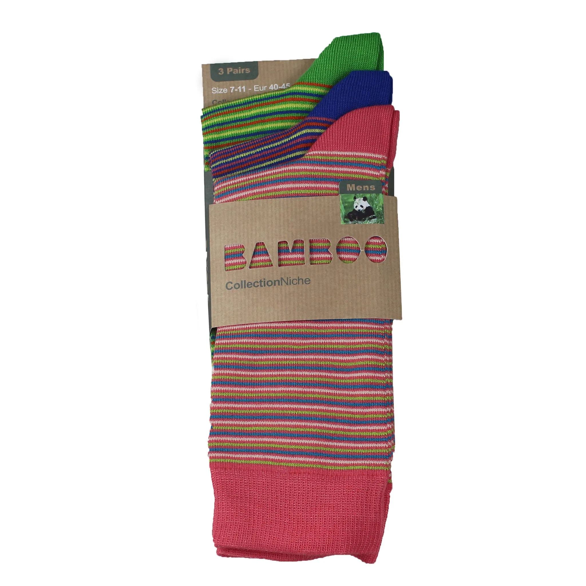 MEN'S 100% BAMBOO FINE STRIPE SOCKS - 3 PACK