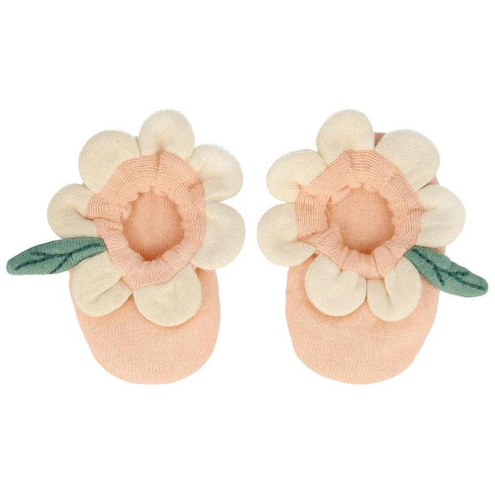 Meri Meri Peach Daisy Baby Booties