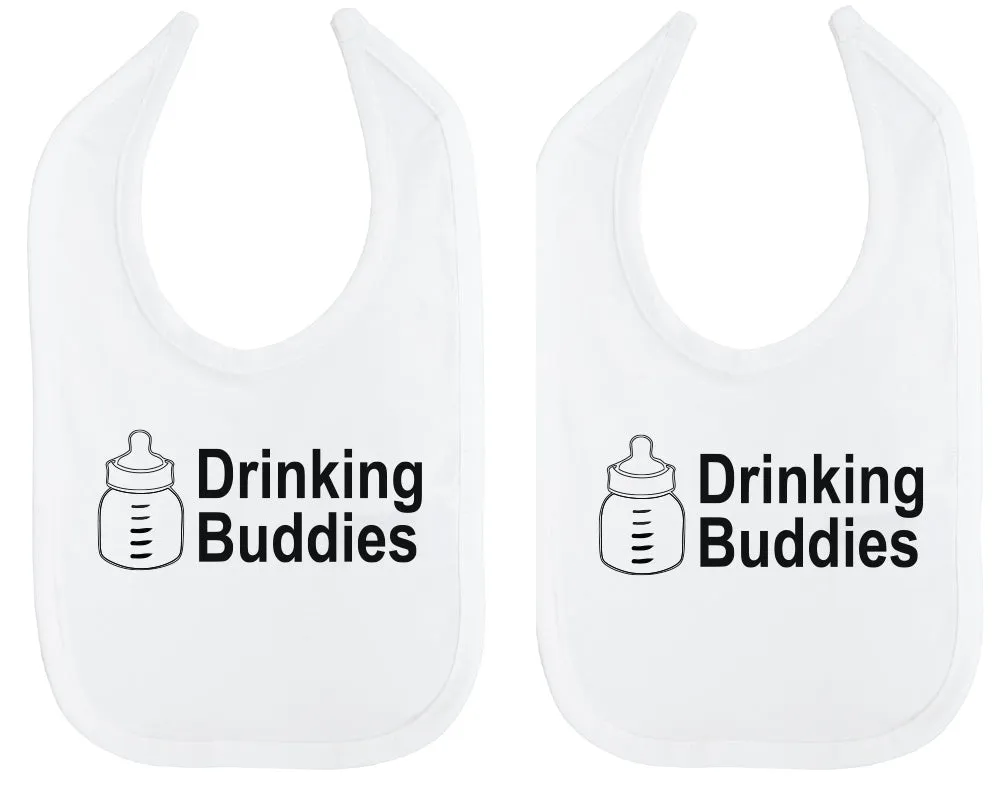 Milk Drinking Buddies Twin Set Unisex Newborn Baby Soft 100% Cotton Bibs