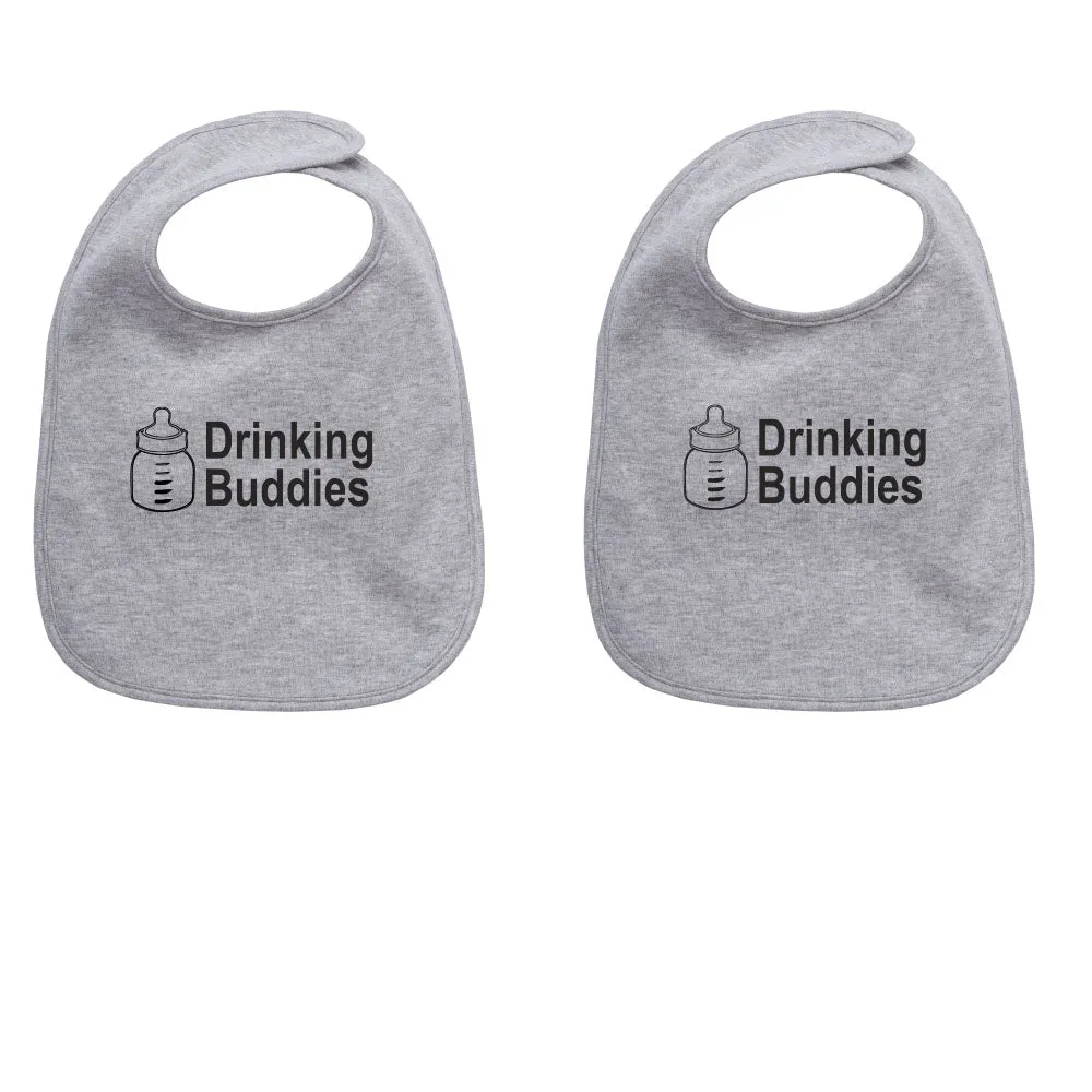 Milk Drinking Buddies Twin Set Unisex Newborn Baby Soft 100% Cotton Bibs
