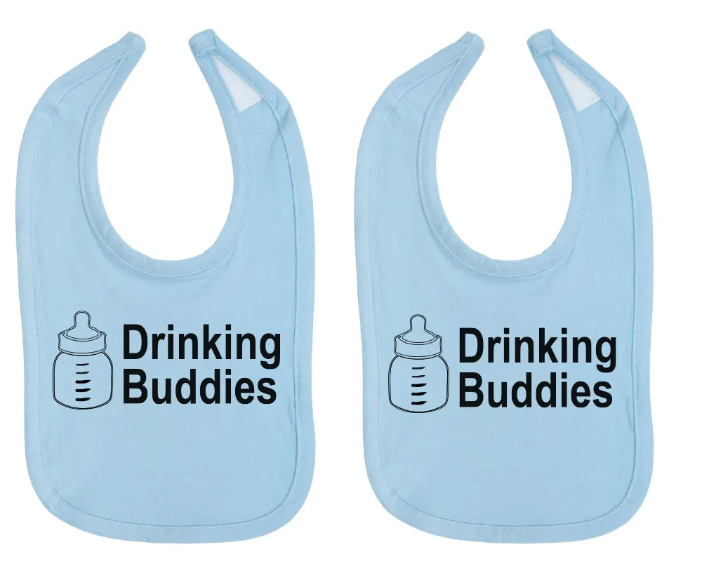 Milk Drinking Buddies Twin Set Unisex Newborn Baby Soft 100% Cotton Bibs