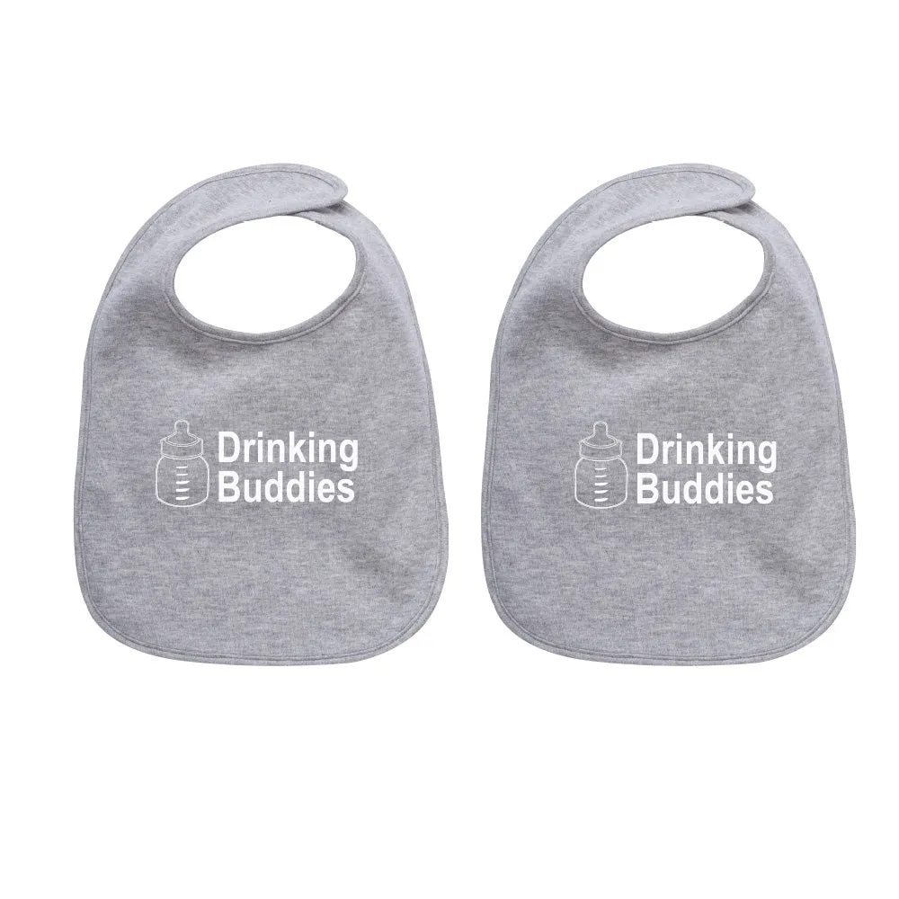 Milk Drinking Buddies Twin Set Unisex Newborn Baby Soft 100% Cotton Bibs