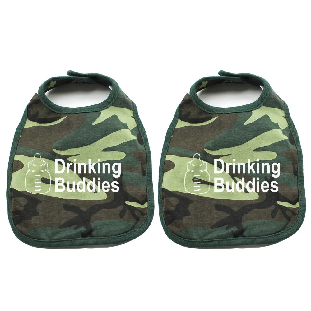 Milk Drinking Buddies Twin Set Unisex Newborn Baby Soft 100% Cotton Bibs