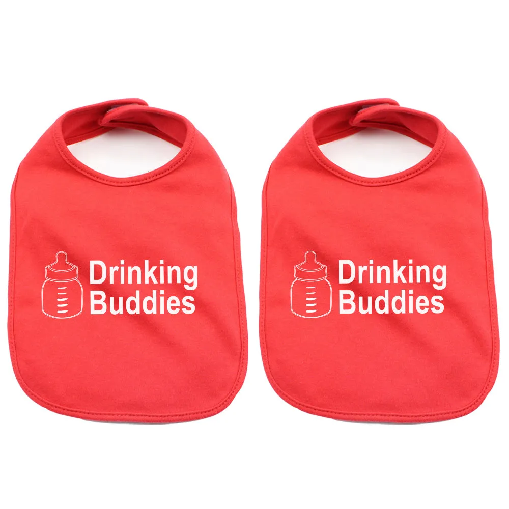 Milk Drinking Buddies Twin Set Unisex Newborn Baby Soft 100% Cotton Bibs