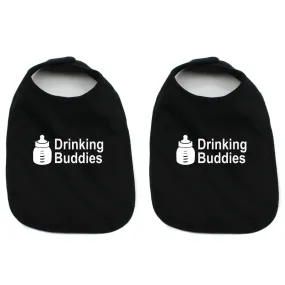 Milk Drinking Buddies Twin Set Unisex Newborn Baby Soft 100% Cotton Bibs