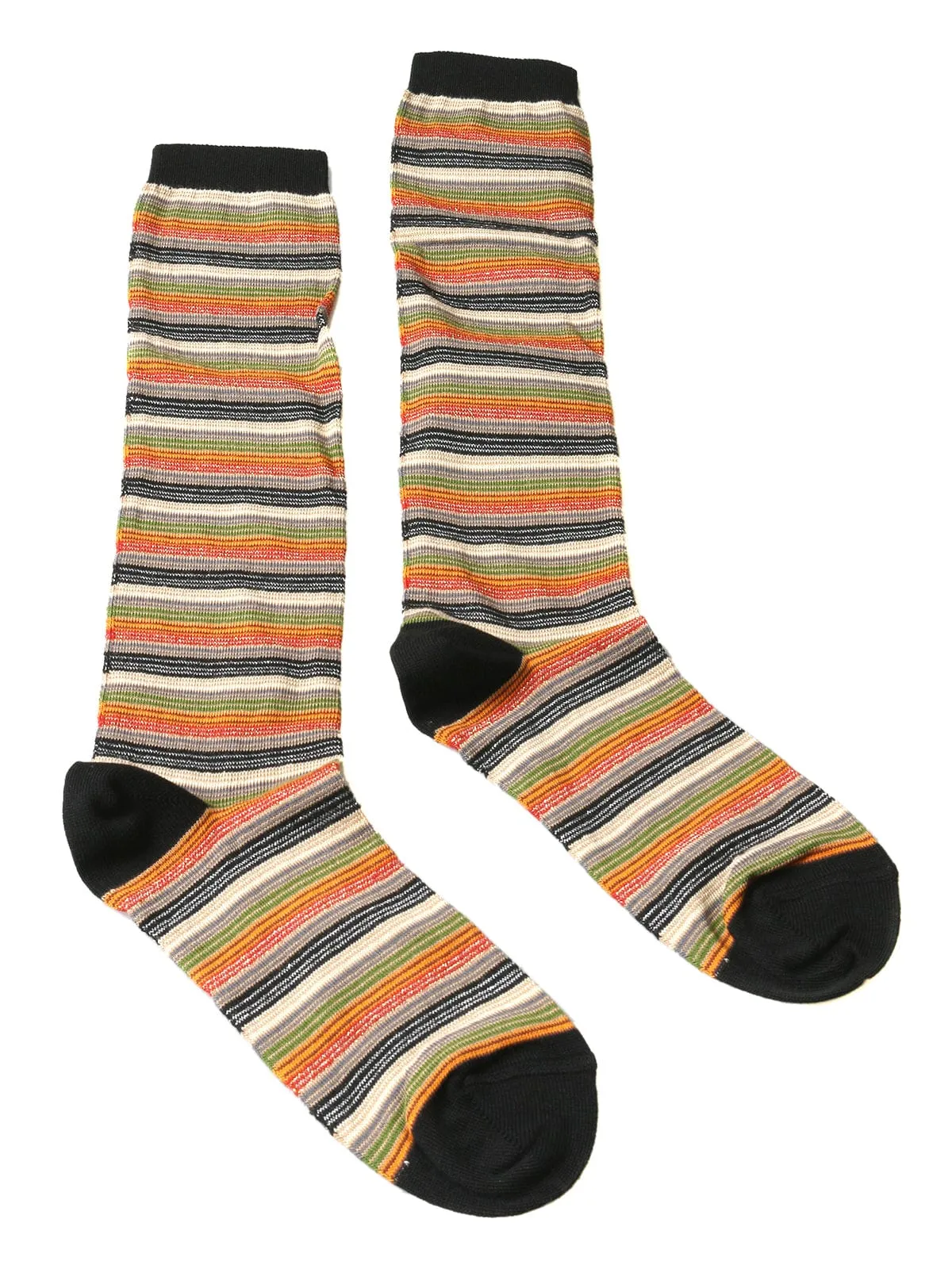 Missoni GM00CMD5218 0003 Green/Tan Striped Boot Socks