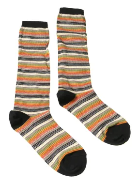 Missoni GM00CMD5218 0003 Green/Tan Striped Boot Socks