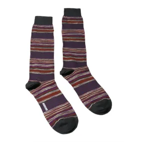 Missoni GM00CMU4658 0001 Gray/Purple Striped Knee Length Socks