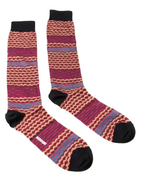 Missoni GM00CMU5238 0002 Hot Pink/Tan Mixed Stripe Knee Length Socks