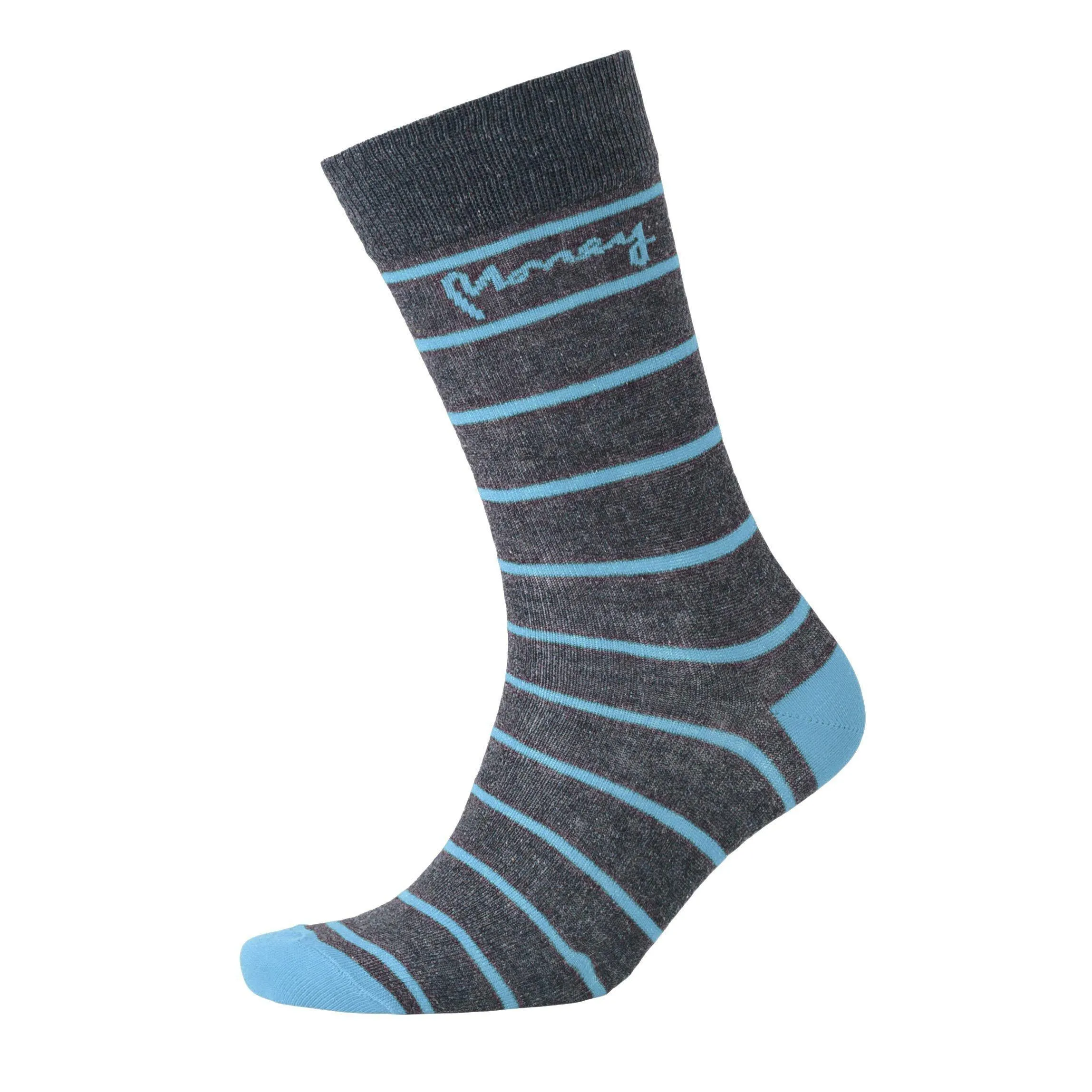 Money - Mens Sig Striped Socks 3pk - Charcoal Marl Mix