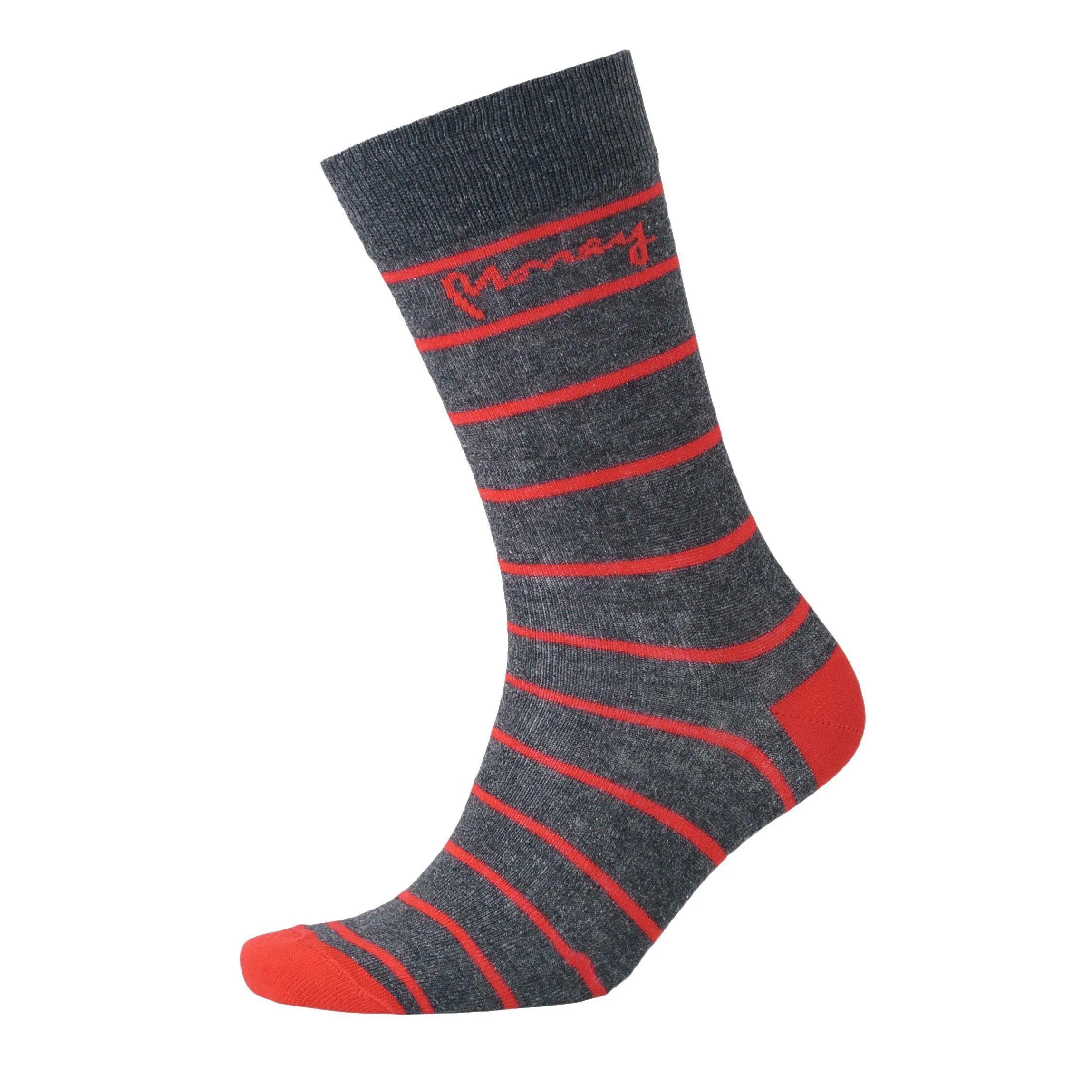 Money - Mens Sig Striped Socks 3pk - Charcoal Marl Mix