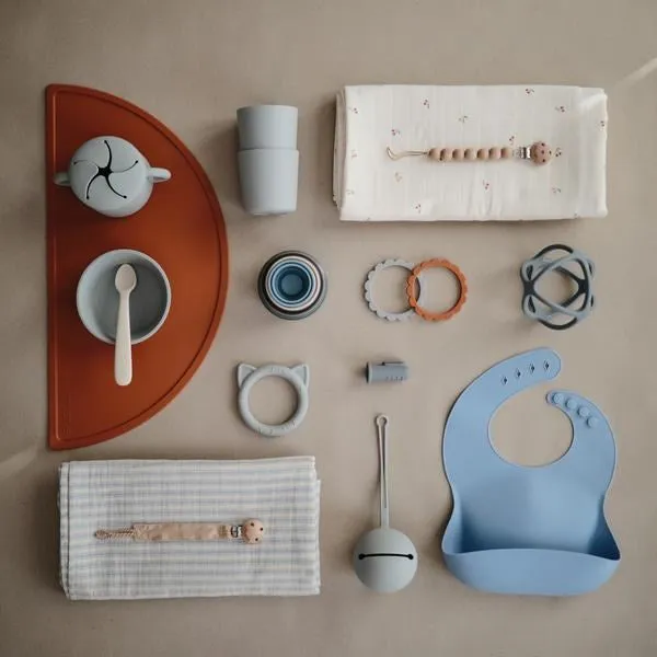 Mushie Silicone Baby Bib- Powder Blue