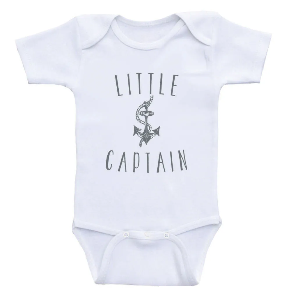 Nautical Baby Boy Clothes "Little Captain" Anchor Baby Shirt Bodysuits