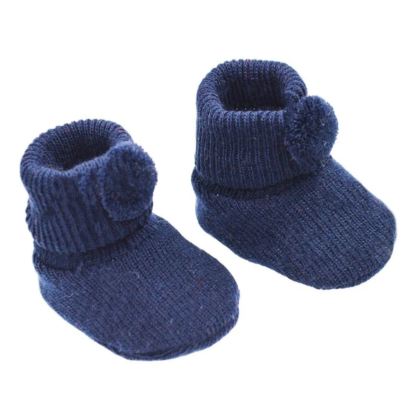 Navy Pom Pom Knitted Booties