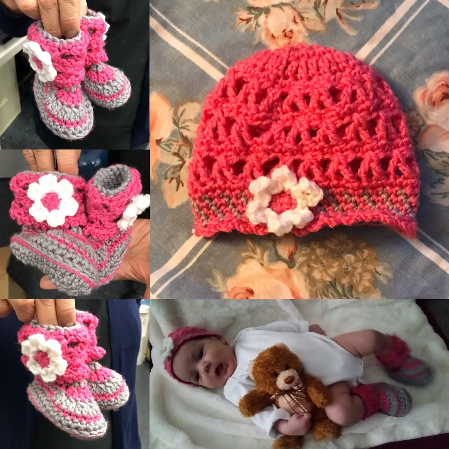New Born Baby Hat and Booties Set