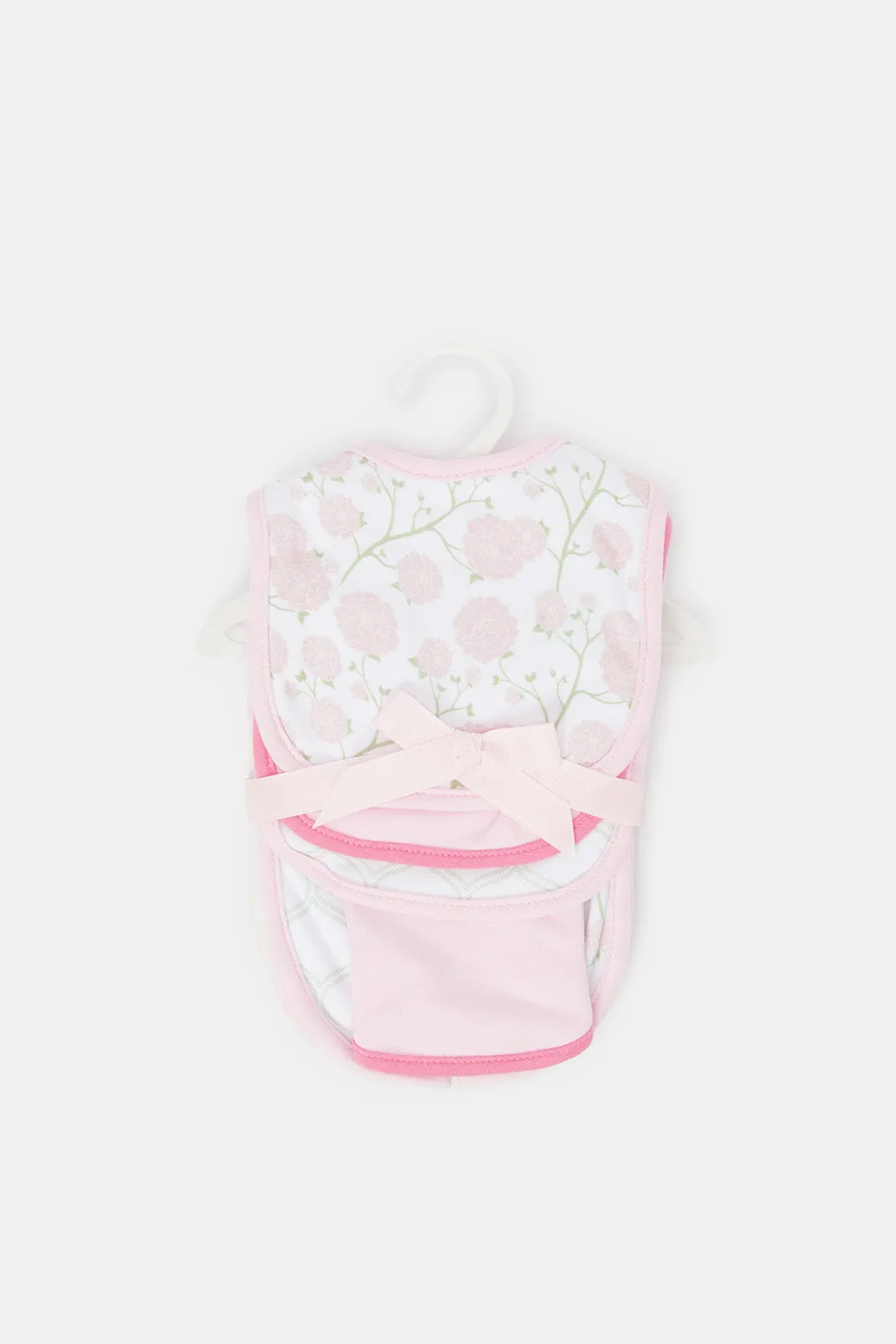 Newborn Pink And White Printed Bib Set (Pack of 3)