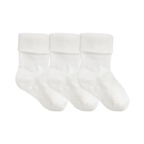 Non-Slip Stay On Baby and Toddler Socks - 3 Pack in Marshmallow Cream